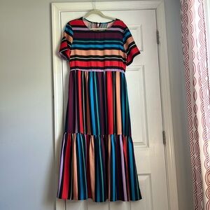 Striped midi dress with sleeves size XL